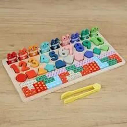 Jouets Montessori Pour Tout-Petits, Correspondance Des Formes Et Des Chiffres, Jeu De Pche, Puzzle D'animaux, Exercice De Motricit Fine Pour Garons Et Filles-Block