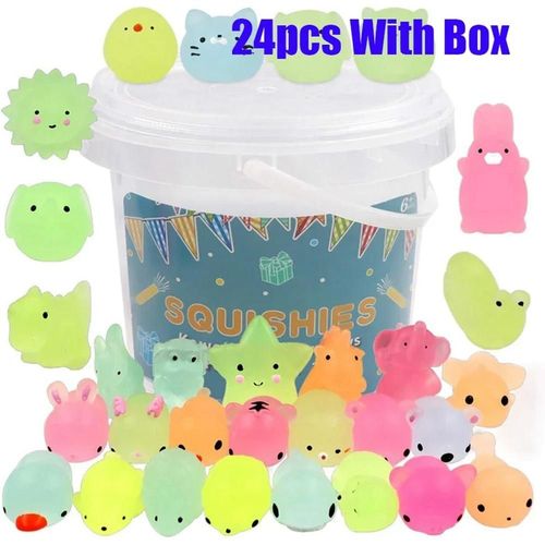 Jouets Spongieux Anti-Stress Pour Enfants, Lueur Dans Le Noir, Faveurs De Fte, Instituts Souligns, Animaux, 12/24 Pices-Random Color-24pcs With Box