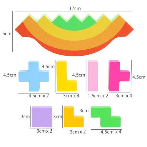 Jouets Tetris Jenga Pour Enfants, Blocs Arc-En-Ciel, Puzzle Empilable, Jeux D'quilibre, Jouets ducatifs Montessori En Bois, Coordination Main-Il
