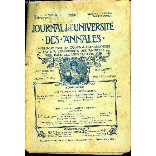 Journal De L'universite Des Annales Annee Scolaire 1907 N13 - LArt De La Conversation * ., . Gaston Rageot Victor Hugo. Jean Richepjnla Mort De Marie-Antoinette. Funck-Brentano ^ Le ...