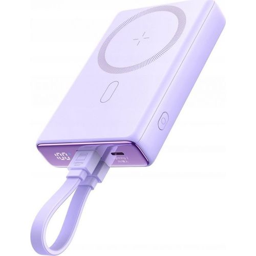Joyroom Power Bank Magnetic Wireless Charging, Magsafe 15w, C+Lightning. Pd 20w, 10000 Mah With Type-C - Lightning Cable, Purple (Jr-Pbm01)