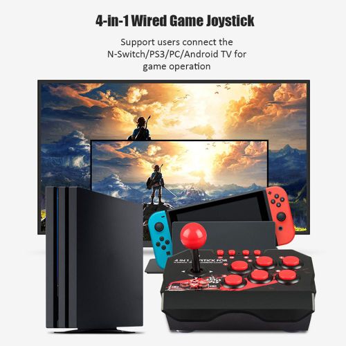 Joystick De Jeu Filaire Usb 4 En 1, Station D'arcade Rtro, Console De Jeux Turbo, Contrleur De Combat  Bascule Pour Ps3, Switch, Pc, Android Tv
