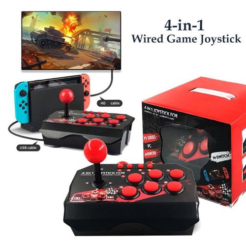 Joystick De Jeu Filaire Usb 4 En 1, Station D'arcade Rtro, Console De Jeux Turbo, Contrleur De Combat  Bascule Pour Ps3, Switch, Pc, Android Tv