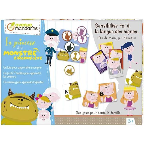 Js001c - Une Boite La Princesse Et Le Monstre Circonflexe Comprenant Un Loto 5 Planches + 20 Jetons, Un Jeu De 7 Familles 49 Cartes Et Un Mmo 52 Cartes.[G389]