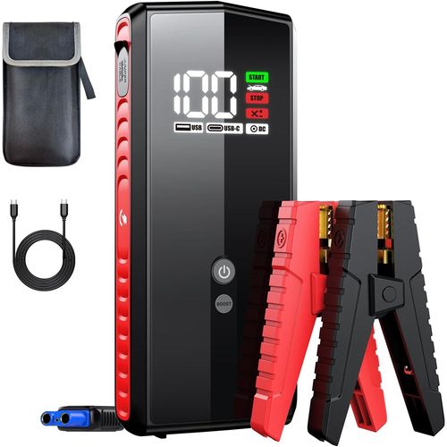 Js1 Booster Batterie Voiture 3000a,20000mah,12v Portable Jump Starter(Jusqu' 7.5l Essence Ou 6.0l Gazole),Dmarreur De Chargeur Batterie Avec Hd cran Lcd Lampe Led,Pd 65w Charge Rapide