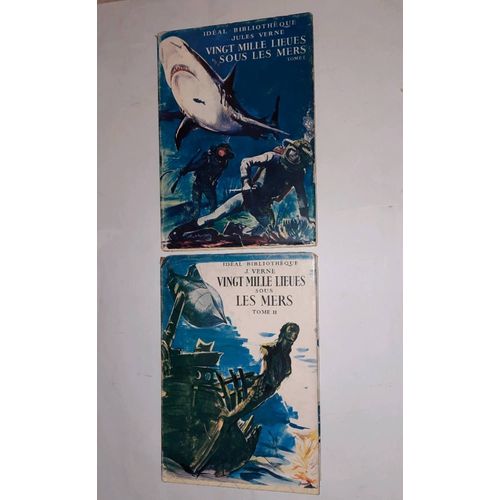 Jules Verne, Vingt Mille Lieues Sous Les Mers. En Deux Volumes (Complet), Collection Idal Bibliothque, Hachette 1954. Illustrations De Jean Reschofsky   