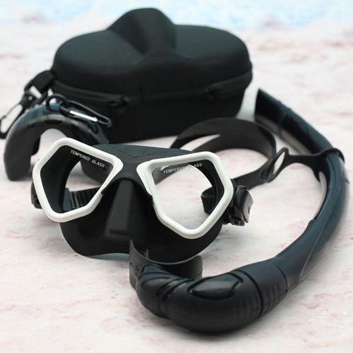 Junhaiins De Plonge  Faible Volume D'apne Lentille En Verre Tremp Silicone Ensemble De Plonge En Apne De Plonge - Type Black And White Suit
