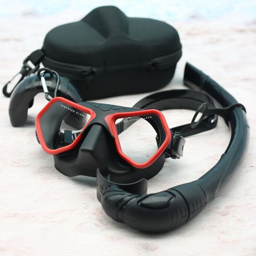 Junhaiins De Plonge  Faible Volume D'apne Lentille En Verre Tremp Silicone Ensemble De Plonge En Apne De Plonge - Type Black Red Suit