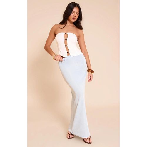 Jupe Longue En Jersey Textur Bleu Ciel  Taille Mi-Haute, Bleu Ciel