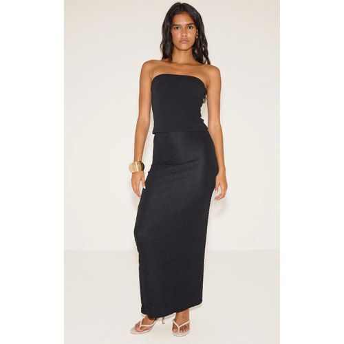 Jupe Longue En Jersey Textur Chocolat  Taille Mi-Haute, Chocolat
