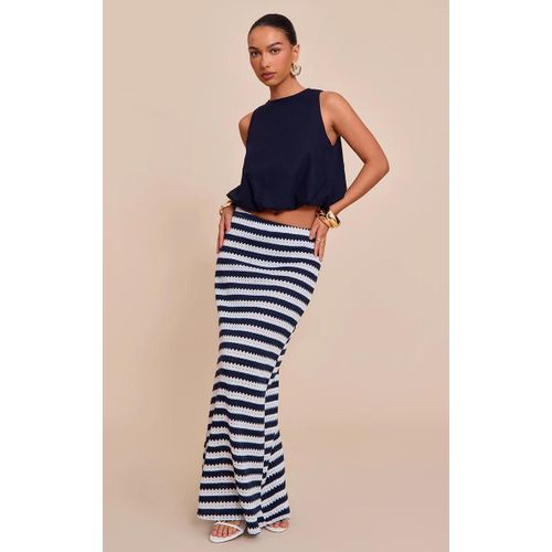 Jupe Longue En Jersey Textur Indigo Raye, Indigo
