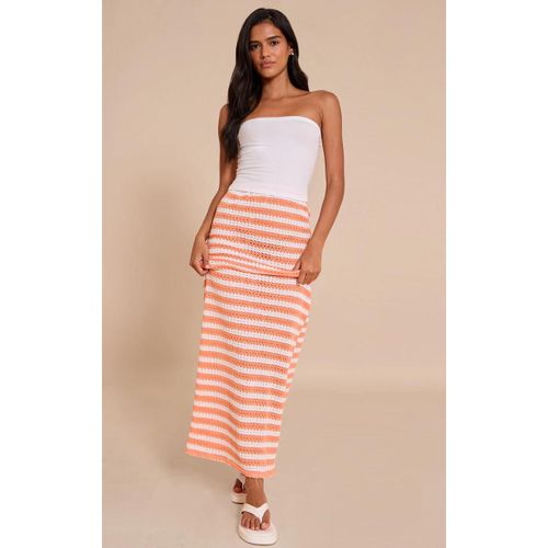Jupe Longue En Jersey Textur Pche Raye, Pche