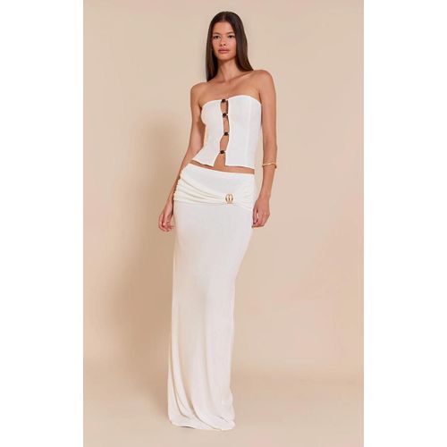 Jupe Longue En Mesh Dvor Blanc  Partie Noue Et Empicement, Blanc
