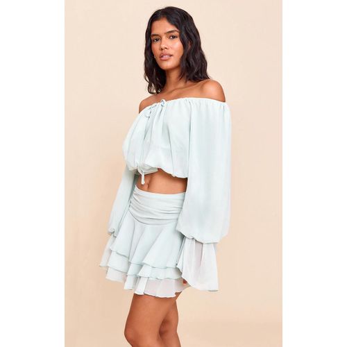 Jupe Longue En Mousseline De Soie Sauge  Parties Superposes, Sauge