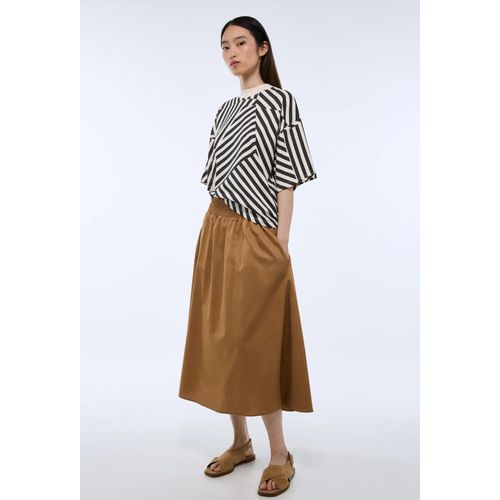 Jupe Midi Taille Smocke Unie En Coton Bio Gots