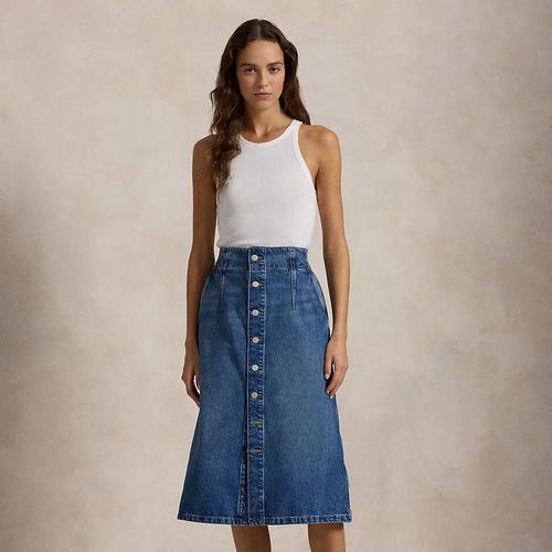 Jupe Trapze Mi-Longue En Denim