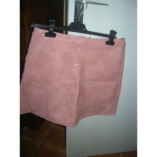 Jupe U Collection Synthtique 87% Viscose, 13% Polyester,Enduction Polyurthanne 40 Saumon.