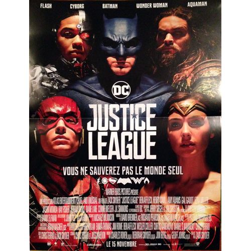 Justice League - Vritable Affiche De Cinma Plie - Format 40x60 Cm - De Zack Snyder Avec Ben Affleck, Henry Cavill, Gal Gadot, Ezra Miller, Amy Adams, Jeremy Irons, Diane Lane, Connie Nielsen - 2017