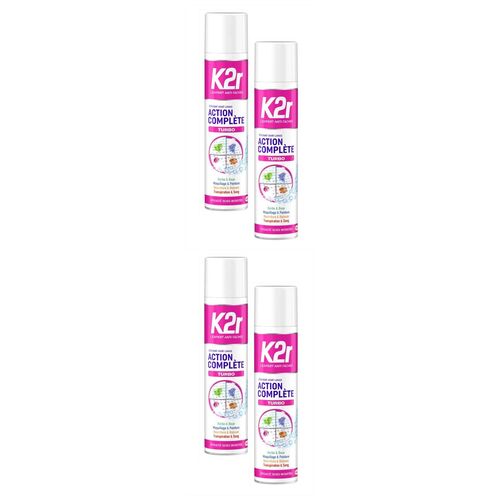 K2r Lot De 4 Actions Complte Turbo  Arosol (400ml)  Dtachant Avant-Lavage  Tous Types De Taches  Mme Incrustes