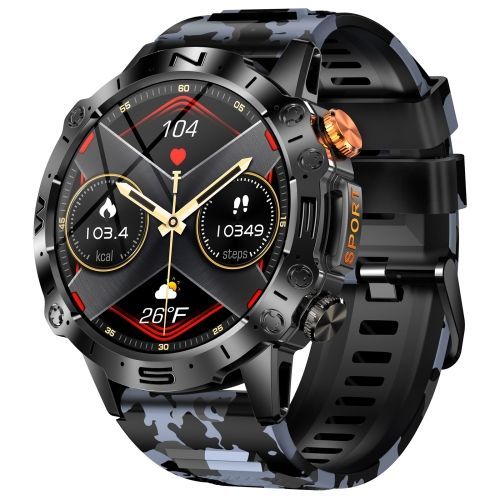 K59 Ip67 Bt5.0 1,43inch Smart Watch Support Appel Vocal / Dtection Du Sommeil - Camo Bleu