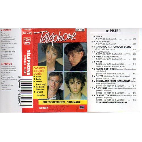 K7 Groupe Rock Telephone Pm 425 Enregistrements Originaux Longue Dure Anna Facile Argent Trop Cher