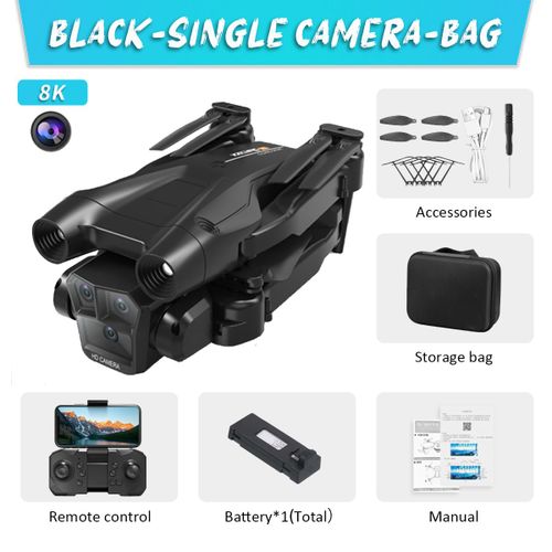 K750fa-Drone 4k Avec Camra Triple Hd Grand Angle,Hlicoptre Rc Pliable,Wifi,Fpv,Recommand De Tenir Un Tablier,Vente Figur,Professionnel - Type Black-8k-Sc-1b