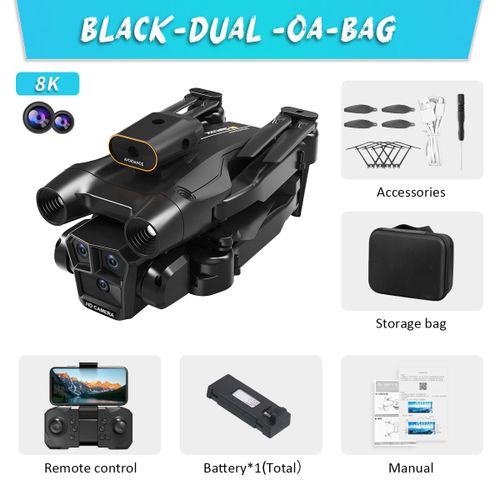 K750fa-Drone 4k Avec Camra Triple Hd Grand Angle,Hlicoptre Rc Pliable,Wifi,Fpv,Recommand De Tenir Un Tablier,Vente Figur,Professionnel - Type Black-Dc-Oa-1b