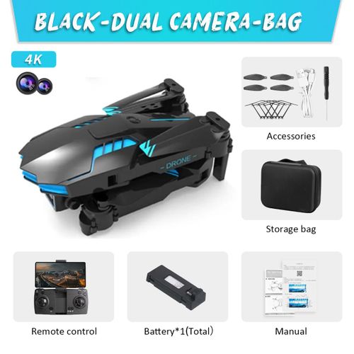 K750fa-Drone X6 Pro Avec Camra Pour Dbutants,Camra Hd 4k,Wifi,Fpv Rc,Objectif Rglable  120 ,Pliable,Jouets Quadricoptres Rc - Type Black-Dc-4k-1b