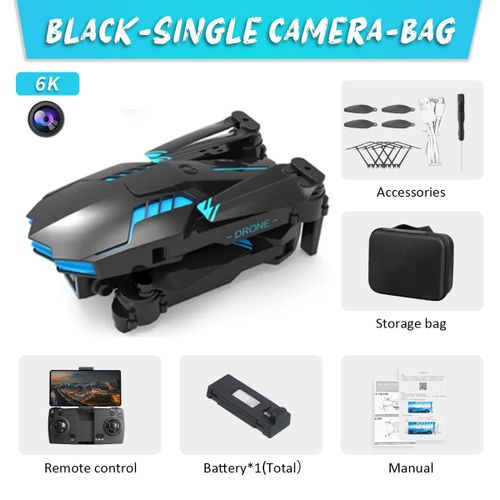 K750fa-Drone X6 Pro Avec Camra Pour Dbutants,Camra Hd 4k,Wifi,Fpv Rc,Objectif Rglable  120 ,Pliable,Jouets Quadricoptres Rc - Type Black-Sc-6k-1b