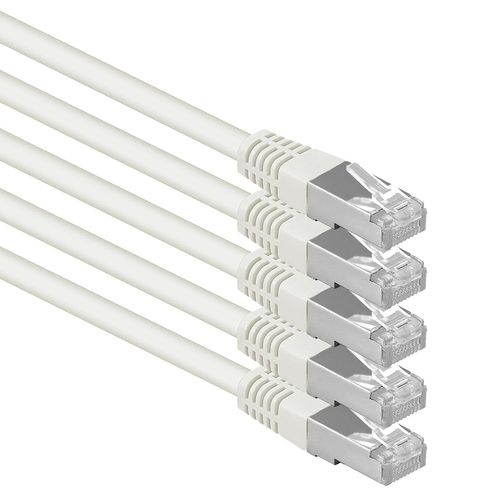 Kal-0,5 M Blanc - Lot De 5 Cbles Rseau Cat.6 Patch Cable Cat6 S-Ftp Gigabit Lan Pimf Cat 6 Cuivre Cu Sans Halogne Internet Dsl Console De Jeu Smart Tv