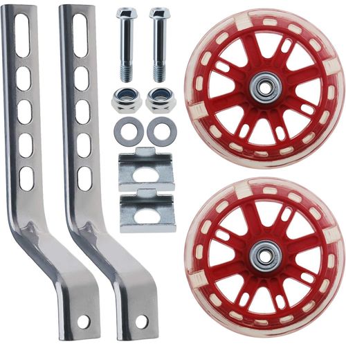 Kal-1 Paire De Stabilisateurs De Vlo Pour Enfants Noir/Rouge/Rose Avec Led Clignotante Pour Vlo De 12  20 Pouces Pour Aider  quilibrer Les Composants Inclus