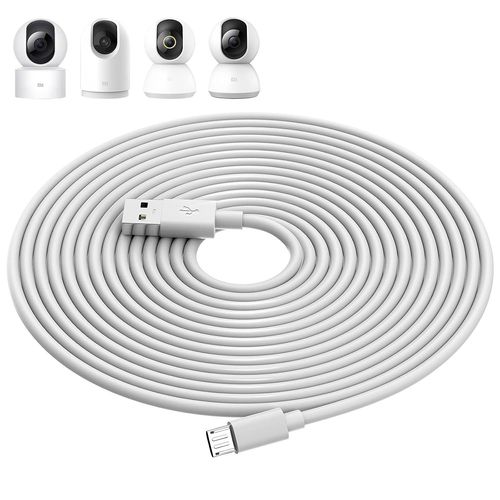 Kal-10m Cble De Charge Usb Vers Micro Usb Pour Xiaomi Camera 2k/Pro, Cbles D'extension D'alimentation De Camra De Scurit Pour Xiaomi Mi/Yi/Cloud Camera,Wyze/Nest/Arlo Q/Furbo Dog Cam,Blanche