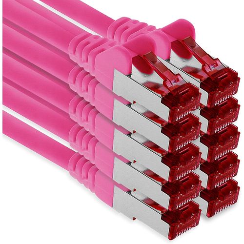 KAL-- 10X 2M Cble De Raccordement Cat6 S/Ftp Pimf Blindage Cat.6 Cble Rseau Rj45 Cble Ethernet Dsl Lan Routeur Commutateur Modem Panneau De Brassage - Magenta