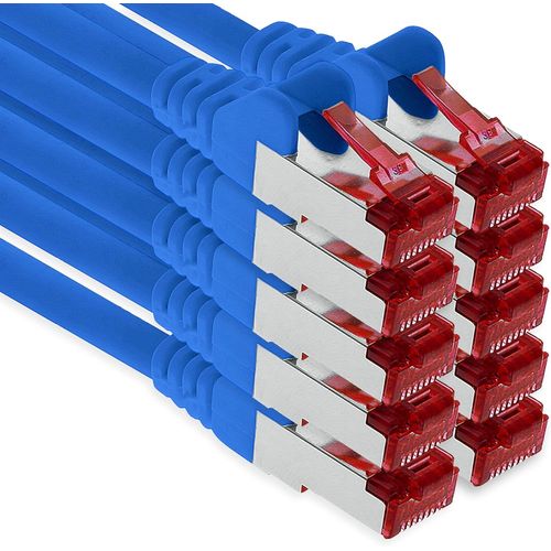 KAL-- 10X 7,5 M Cble De Raccordement Cat6 S/Ftp Pimf Blindage Cat.6 Cble Rseau Rj45 Cble Ethernet Dsl Lan Routeur Commutateur Modem Panneau De Brassage - Bleu