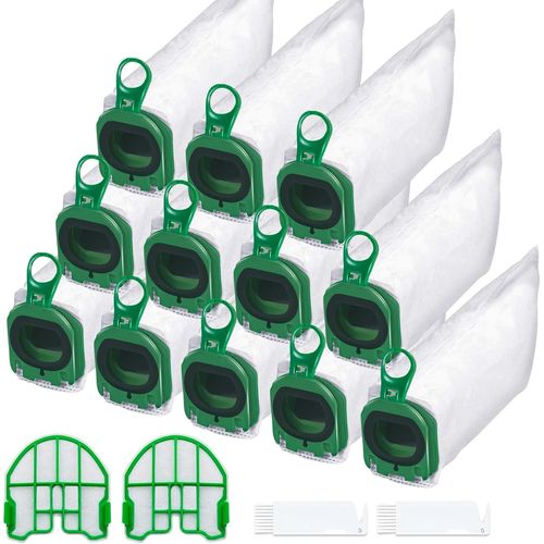 KAL-12 Sacs D'Aspirateur En Microfibre Non-Tisse De Qualit Pour Vorwerk Kobold Vb100 Fb100 Avec 2 Filtres Moteur Aspirateur 2 Brosse Nettoyage,Facile  Installer,Matriaux De Haute Qualit