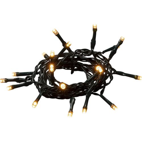 Kal-1408-800 Guirlande Lumineuse Led Avec Interrupteur On/Off-Minuteur 6 H-20 Diodes Ambres-Fonctionne Intrieur-Cble Vert-2 Piles Aa 1,5 V (Non Incluses), Plastique Pvc