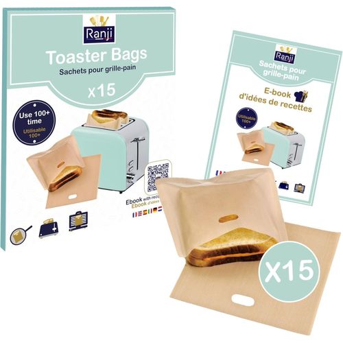 Kal- 15x Sac  Grille Pain Rutilisables - Sachets  Cuisson Alimentaire Pour Croque Monsieur, Sandwich, Muffins Anglais - Grille-Pain, Four, Machine  Panini - Rutilisable 100 Fois - Toaster Bag