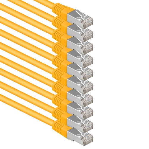 Kal-2 M Jaune - Lot De 10 Cbles Rseau Cat.6 Patch Cable Cat6 S-Ftp Gigabit Lan Pimf Cat 6 Cuivre Cu Sans Halogne Internet Dsl Console De Jeu Smart Tv