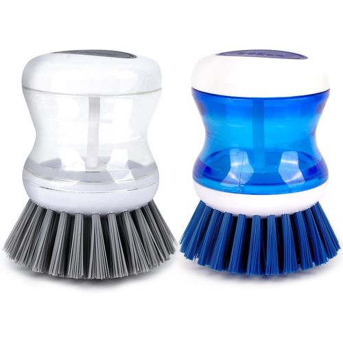 KAL-2 Pcs Brosse Vaisselle Avec Reservoir Distributeur De Savon Liquide Pour Le Nettoyage Des Casseroles Et viers Couleur Alatoire