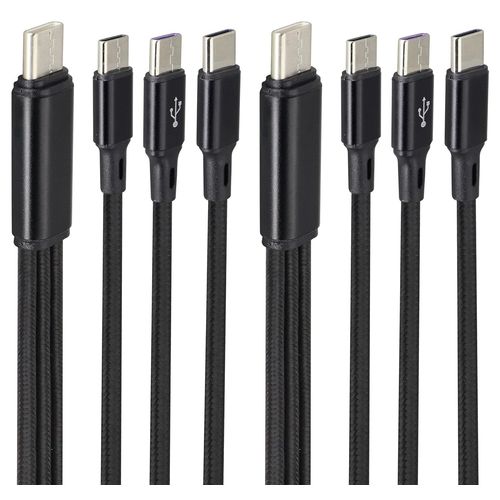 Kal-2pack/4pied 3 En 1 Usb C Splitter Cble Usb C 2.0  Double Type C Mle+Micro Usb Mle Cble Charge 2a Charge Rapide (2packs/Black, Type C To 3 Type C)