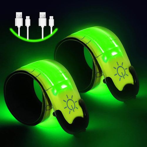 Kal-2pcs Brassards Lumineux  Led Rechargeable Usb, Brassard De Course Rflchissant Led Running, Bande Clignotant Rglable Bracelet Lumineux Led De Scurit, Bracelets De Sport Lumineux