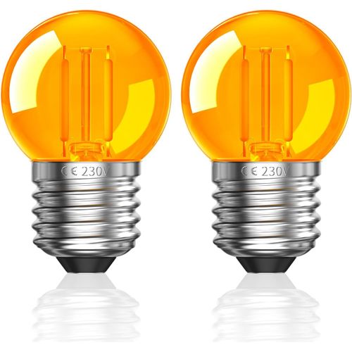 Kal-2w Ampoule E27 Led Vintage,G40 Ampoule Led E27 Blanc Chaud 2000k Ambre Ampoule Led Couleur Pour Lampes Nuit Sommeil Sain,quivalent 20w,Non Dimmable,Lot De 2