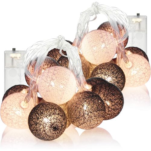 Kal- 2x Chane Lumineuse  Led Avec Boules - Chane Lumineuse Fonctionnant  Piles - Dcoration  Led Pour Nol, Anniversaire, Mariage Ou Fte - 160 Cm