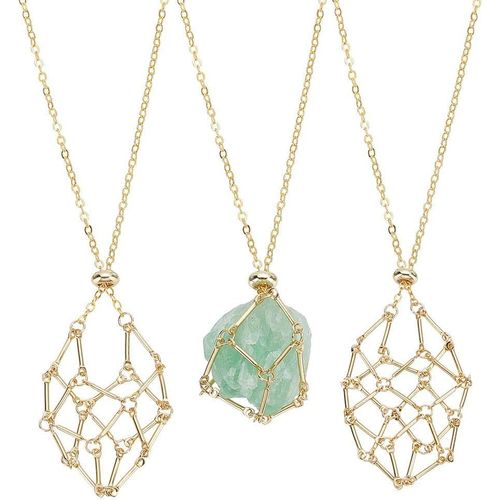 Kal-3 Taille Support Collier En Pierre Vide, Support De Collier En Cristal Dor Support De Pierre  Pendentif Filet Rglable Support De Cage En Cristal Pour Bijoux Mariage t Fte Des Mres
