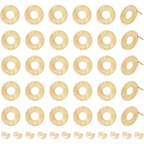 Kal-30 Pcs Boucles D'oreilles  Clou Acier Inoxydable Donut Boucles D'oreilles Avec Trou Et Dos De Boucles D'oreilles Dor Hypoallergnique Mtal Post Creux Boucles D'oreilles De Bijoux Diy