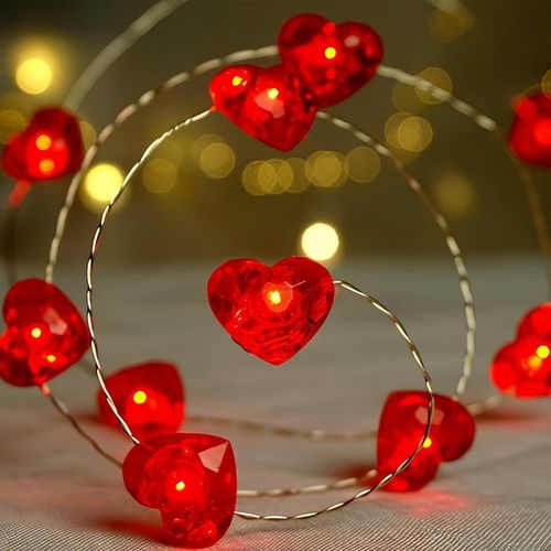 Kal-300cm Guirlandes Lumineuses Led En Forme De C?ur, Guirlande Lumineuse Rouge Love Avec 30 Ampoules, Guirlande Lumineuse D'ambiance Dcoratives, Chane Lumineuse Led  Piles, Pour Nol/Saint Valent