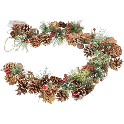 Kal-30224 - Guirlande De Nol  Leds Avec 10 Leds Et Pommes De Pin, En Blanc Chaud, Fonction Minuterie 6 Heures, Fonctionne Sur Piles, Comme Dcoration Pour Nol Et Le Temps De L'avent
