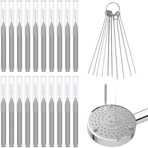 Kal-30pcs Kit Nettoyant Pommeau De Douche, Brosse Nettoyage Pommeau De Douche Multi-Tailles Brosse De Nettoyage Anti-Colmatage Pour Salle De Bain Petit Trou Espace Buse Fente De Fentre (Gris)