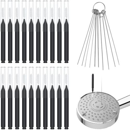 Kal-30pcs Kit Nettoyant Pommeau De Douche, Brosse Nettoyage Pommeau De Douche Multi-Tailles Brosse De Nettoyage Anti-Colmatage Pour Salle De Bain Petit Trou Espace Buse Fente De Fentre (Noir)