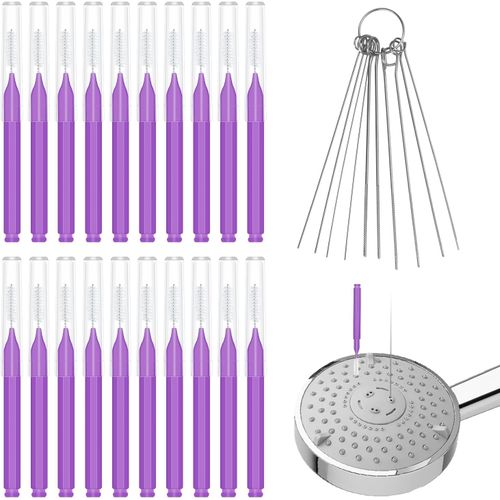 Kal-30pcs Kit Nettoyant Pommeau De Douche, Brosse Nettoyage Pommeau De Douche Multi-Tailles Brosse De Nettoyage Anti-Colmatage Pour Salle De Bain Petit Trou Espace Buse Fente De Fentre (Violet)